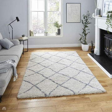 Scandi Berber G257 Modern Moroccan Berber Soft Plush Boho Shaggy Cream/Grey Rug-Think Rugs-Rug Love - The Most Loved Rug Store